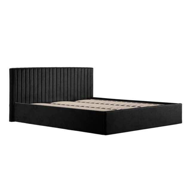 Berlin Ottoman Super King Size Bed Frame (Pack of 2) - Velvet - L213 x W198 x H89 cm - Black - Flat Pack