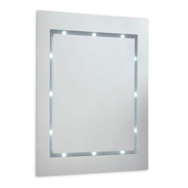 ValueLights Mirror IP44 Bathroom Battery Integrated Cool White Light Silver