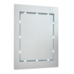 ValueLights Mirror IP44 Bathroom Battery Integrated Cool White Light Silver