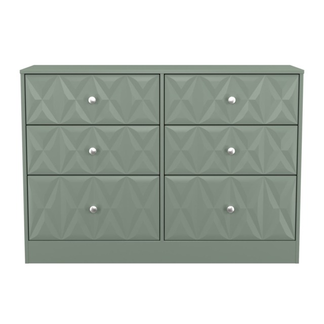Memphis 6 Drawer Wide Chest of Drawers in Reed Green (Ready Assembled) Green Reed Green
