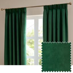 furn. The Ultimate Velvet Blackout Pencil Pleat Curtain Pair, Emerald, (W)229x (D)229cm Green Emerald One Size