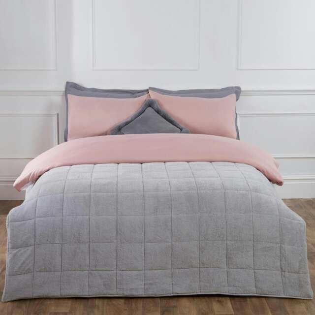 OHS Teddy Fleece Weighted Blanket 4kg, 125x150cm - Silver