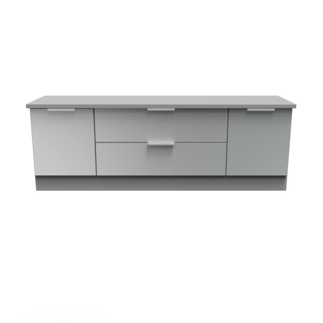 Dover 2 Door 2 Drawer Wide TV Unit in Uniform Grey & Dusk Grey (Ready Assembled) Grey Uniform Grey & Dusk Grey