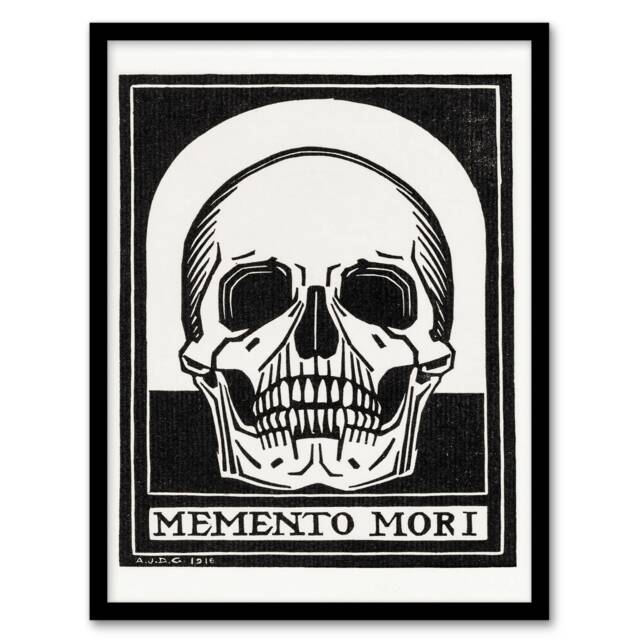 Julie de Graag Framed Wall Art Memento Mori Skull Black and White Home Décor