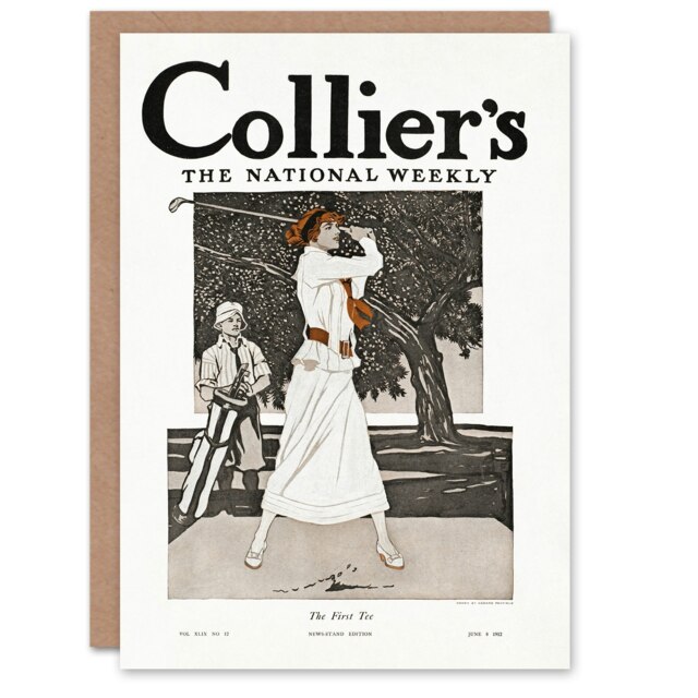 Edward Penfield Art Card Woman Golfer First Tee Vintage Magazine Cover