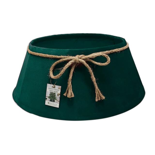 Holly International Velvet Christmas Tree Skirt Collar Emerald Green