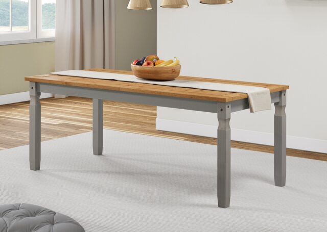 Mercers Furniture Corona Grey Wax 6'0 Dining Table Solid Wood Pine Wooden Long Large Kitchen with Mexican Styling