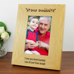 Personalised Oak Finish 6x4 Great Grandchild Photo Frame Brown One Size