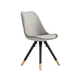 Single Sofia Ergonomic Modern Dining Chair Upholstered in Velvet, Metal Legs with Gold End Tips Grey Dark Grey