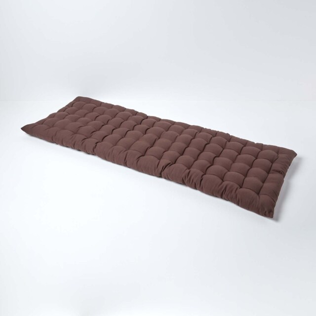 Homescapes Garden Bench Cushion Luxury 3 Seater Cotton Indoor Outdoor Seat Pad Brown 143 x 48 cm 1