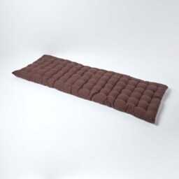 Homescapes Garden Bench Cushion Luxury 3 Seater Cotton Indoor Outdoor Seat Pad Brown 143 x 48 cm 1