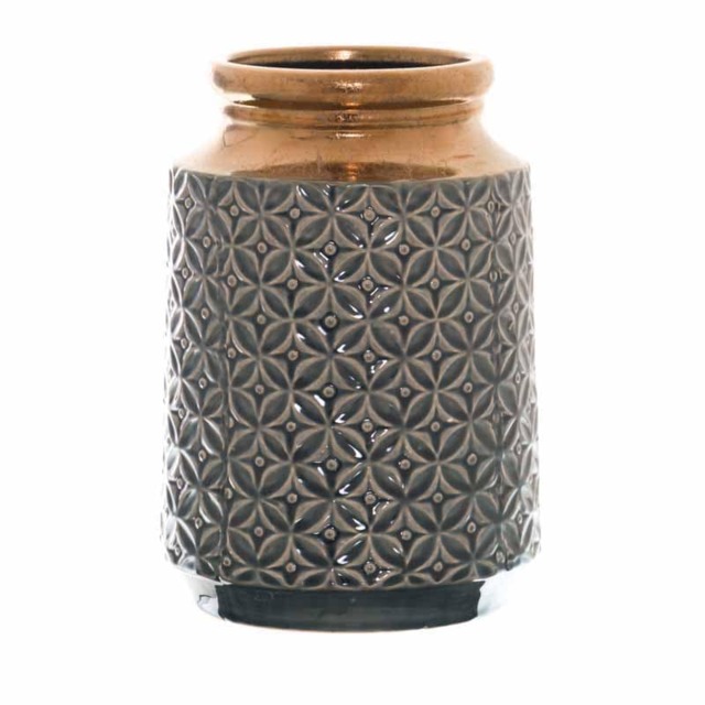 Seville Collection Lebes Squat Vase - Ceramic - L18 x W18 x H26 cm Brown