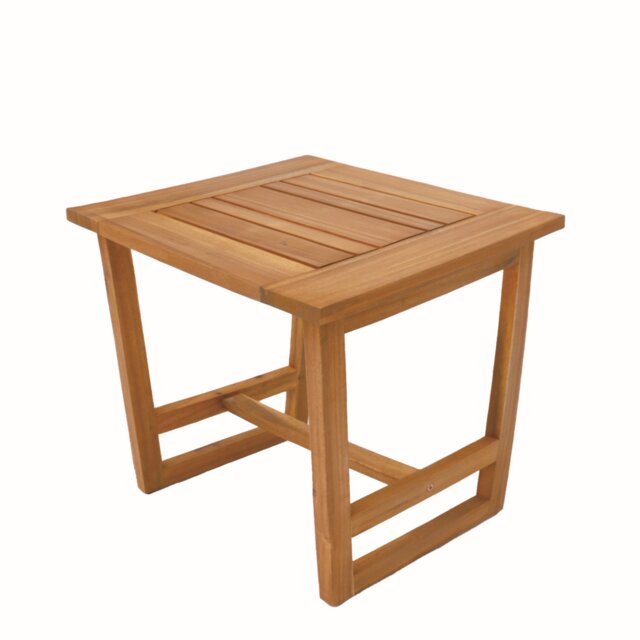 Direct Wicker Wooden Side Table, Outdoor Indoor Durable Weather Resistant Coffee End Table for Patio, Garden, Straight-Line Design