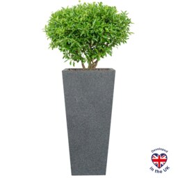 Textured Concrete Effect Tall Tapered Grey Outdoor Garden Planter W18.5 H39 L18.5 cm, 13.3 ltrs Cap.