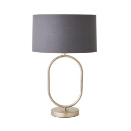 ValueLights Antonia Brushed Chrome Oval Table Lamp Charcoal Chrome Shade