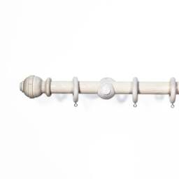 Lister Cartwright 33 mm Wood Curtain Poles Fixed Length Rubber Wooden Finials, Antique White 150 cm