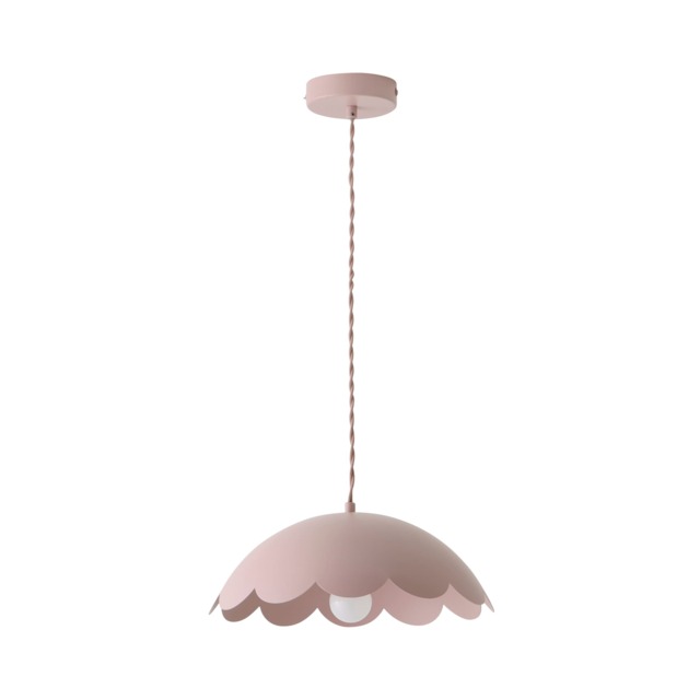 ValueLights Millie Rose Pink Scallop Pendant Ceiling Light and Bulb