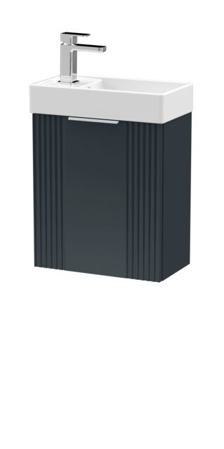 Balterley Retro Wall Hung 1 Door Cloakroom Vanity Basin Unit Grey Satin Soft Black 1