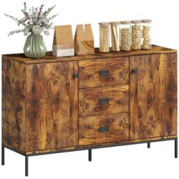 HOMCOM Modern Sideboard, Storage Cabinet, Accent Cupboard Rustic Brown