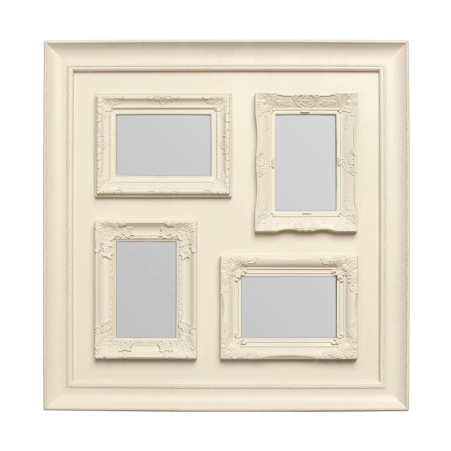 4 Photo Cream Plastic Multi-Photo Frame,Elegant Picture Holder,Frame With Landscape & Portrait Orientation Cream One Size