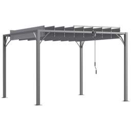 Outsunny 3m x 3m Outdoor Louvered Metal Pergola with Retractable Roof
