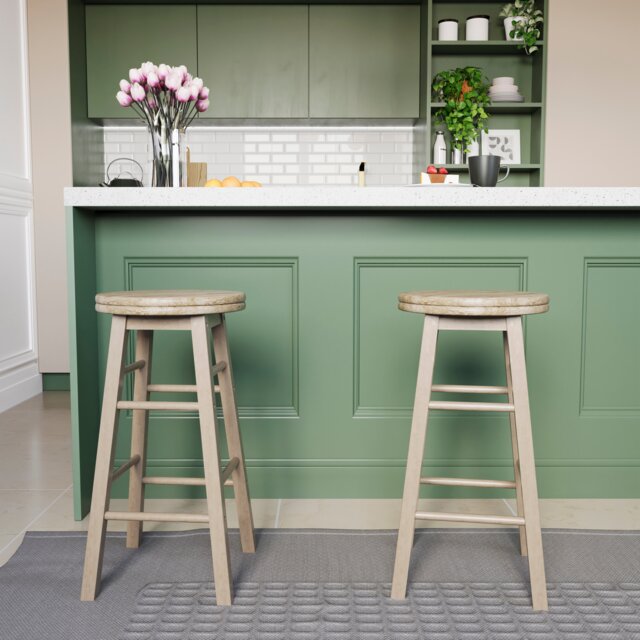 Chef Vida Wooden Revolving Bar Stool, Pine - Set of 2