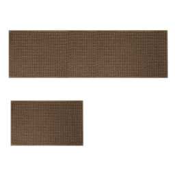 Marlow 2PC Kitchen Mat Brown Non-Slip Woven Rubber Absorbent Floor Runner Brown Brown One Size
