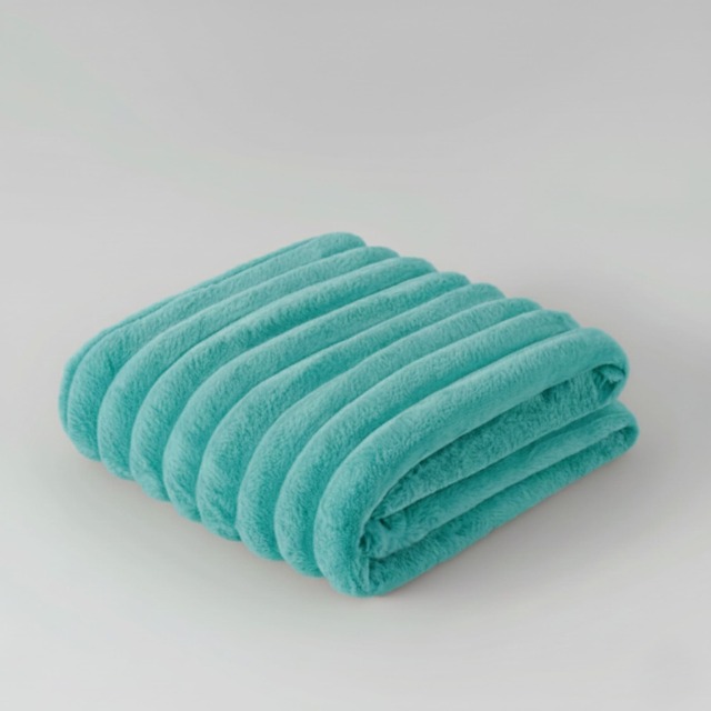 Chunky Ribbed Mink Throw Ultra Soft Warm Elegant Blanket for Sofa Or Bed Blue Duck Egg Blue