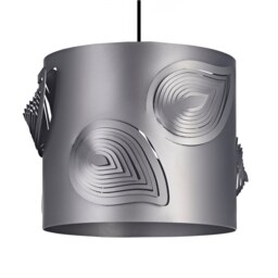 Pearl Grey Solid Metal Easy Fit Pendant Shade with Laser Cut Leaves
