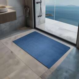 Nicoman Reversible Dual-Colour PVC Shower Mat - 90cm x 60cm Blue Blue/Green Rectangular 90x60cm