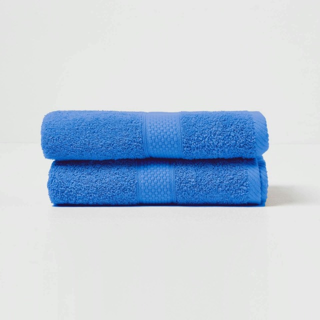 Homescapes Turkish Cotton Hand Towel Set of 2 - Blue Blue Hand towel 2