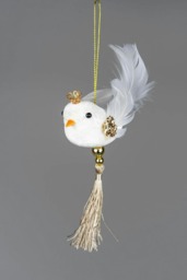 3Pcs White Robin Bird 7x13cm - Christmas Tree Hanging Decorations Ornaments Fairy Tale Themed Xmas Tree Pendant