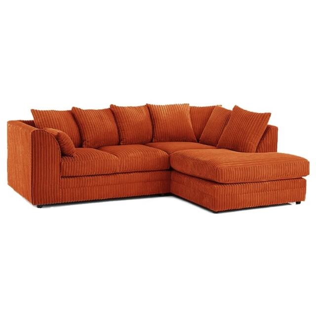 CHICAGO RIGHT HAND FACING JUMBO CORD CORNER SOFA IN ORANGE