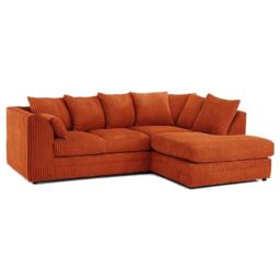 CHICAGO RIGHT HAND FACING JUMBO CORD CORNER SOFA IN ORANGE