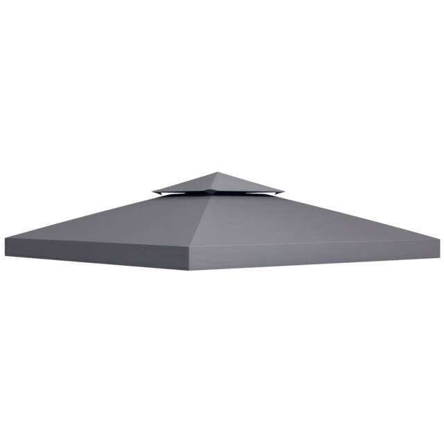Outsunny 3(m) 2 Tier Garden Gazebo Top Cover Replacement Canopy Roof Deep Grey Grey