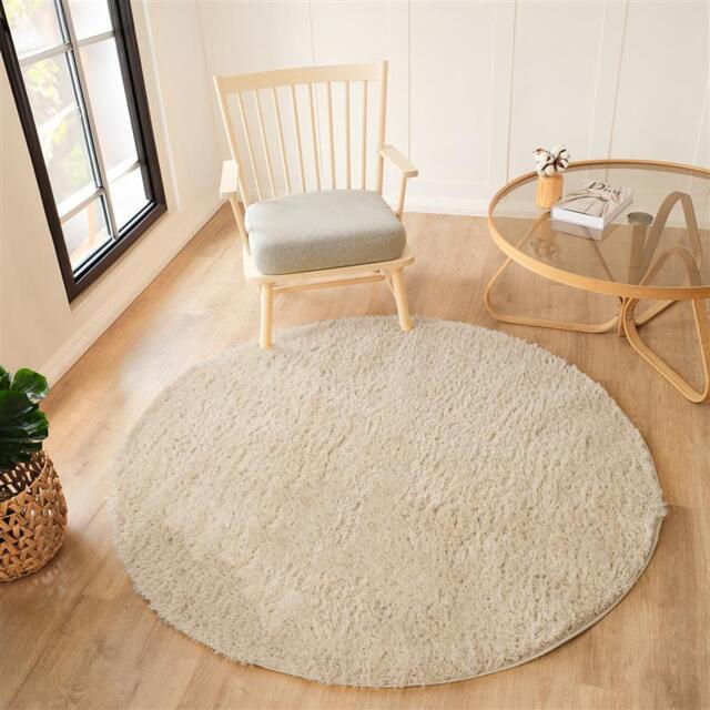 LIVABLISS Moda Shaggy-Solid Color Plush Soft Pile Round Rug Ø160 cm Beige