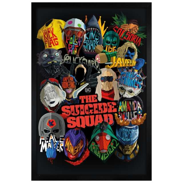 Black Wooden Framed The Suicide Squad Icons Maxi Poster Multi