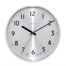 Acctim Klar Wall Clock Non-Ticking Sweep Metal Case 12/24 Dial Quartz Brushed Metal 40cm