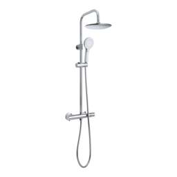 EuroShowers THERMO Round Rigid Riser Twin Head Chrome Shower Set