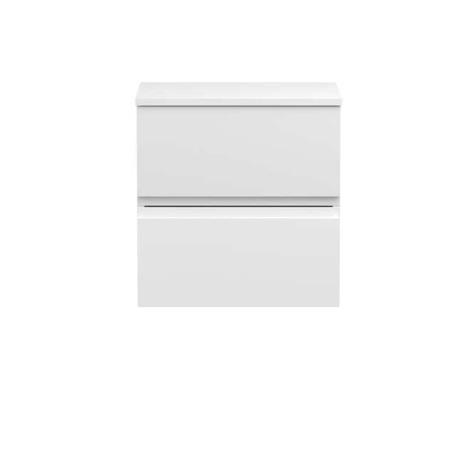 Balterley Mavesyn Contemporary 2 Drawer Wall Hung Vanity Unit with Worktop, Satin White, 500mm