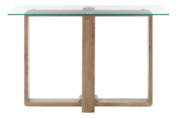 Orsina Tempered Glass Console Table, Elegant Hallway Table For Livingroom, Airy Modern Console Table For Bedroom
