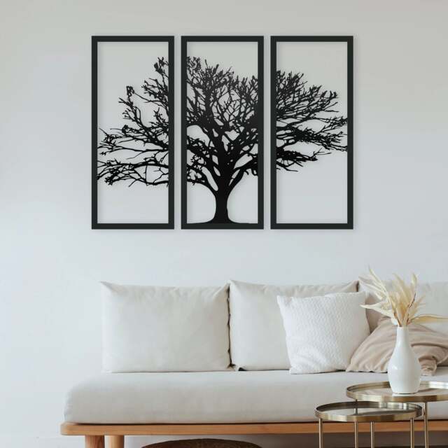 Tree of Life Metal Wall Art Three Panels Stylish Contemporary Home & Garden Decor