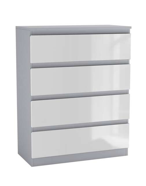 Gloss 4 Drawer Chest No Handle Storage Cabinet Grey Gloss White Drawer One Size 1