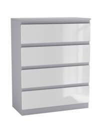 Gloss 4 Drawer Chest No Handle Storage Cabinet Grey Gloss White Drawer One Size 1