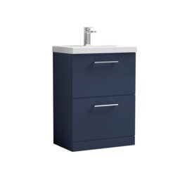 Balterley Contemporary Bathroom Floor Standing 2 Soft-Close Drawer Vanity Unit & Mid-Edge Ceramic Basin