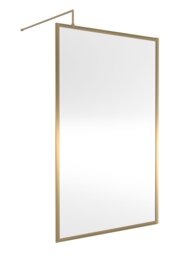 Balterley Toughened Safety Glass Wetroom Screen with Support Bar Copper Brushed Brass