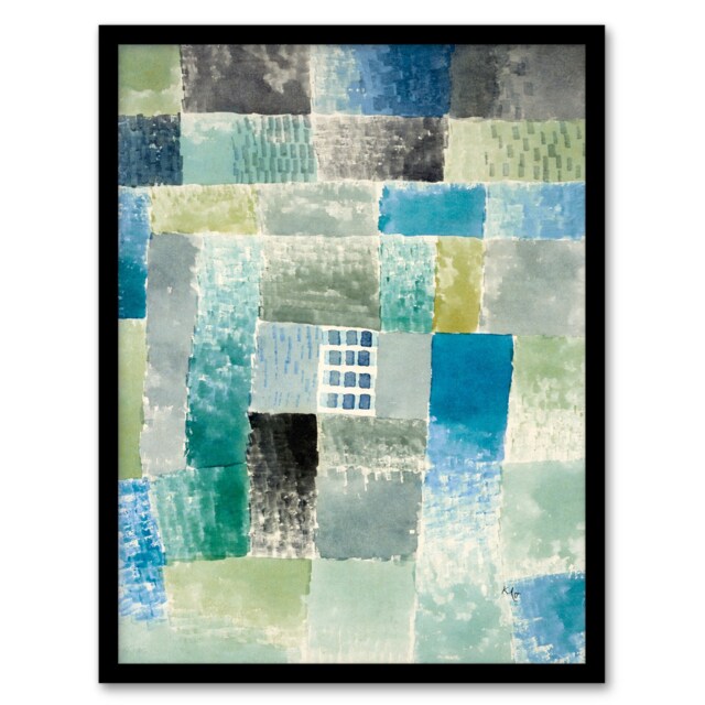 Klee Framed Wall Art First House in a Settlement Abstract Painting Home Décor