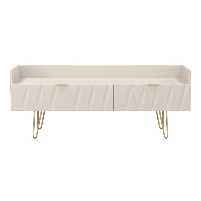 Dallas 2 Drawer TV Console Unit in Kashmir Matt (Ready Assembled) Cream Kashmir Matt