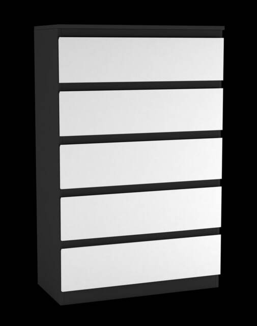 Minimalist Chest of 5 Drawers 108.5x70x35 Black Black & White 1