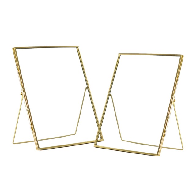 "Nicola Spring Standing Metal Photo Frames - Picture Frame Freestanding Frame Display Poster Frame - Set of 2 Gold Gold 8"" x 10"""